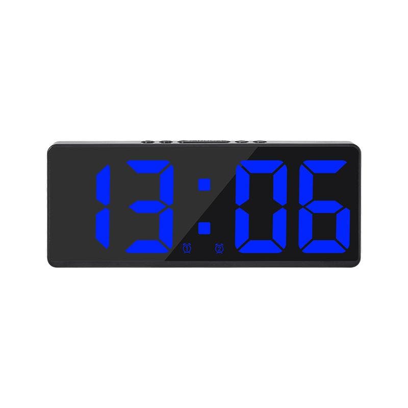 Voice Control Digital Alarm Clock Teperature Snooze Night Mode Desktop Table Clock 12/24H Anti-disturb Funtion LED Clocks Watch black/blue