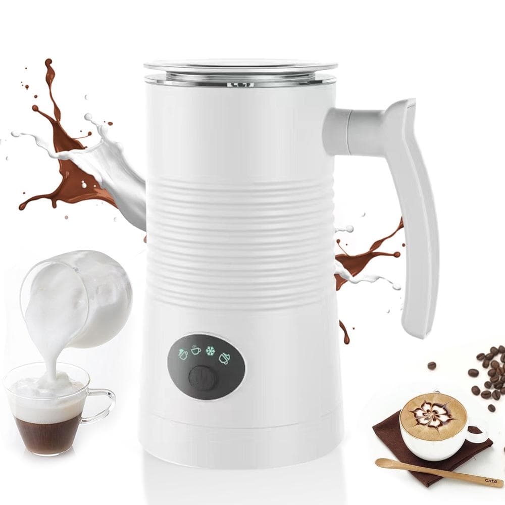 Milk Frother 4 in 1 Hot/Cold Foam Maker 400W Detachable Non-Stick Interior 11.84oz/350ml Electric US Plug white