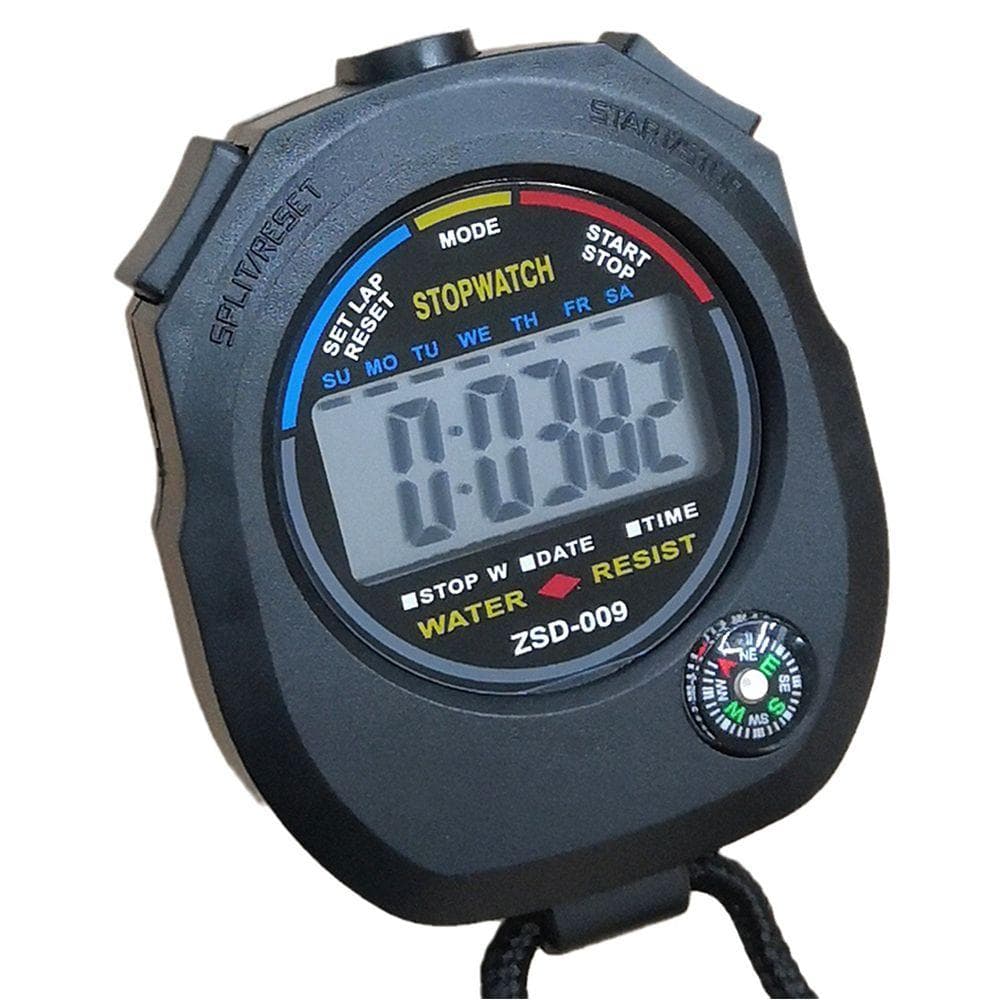Professional LCD Sports Stopwatch with Wristband Electronic Chronograph Stopwatch 24H Clock Watch