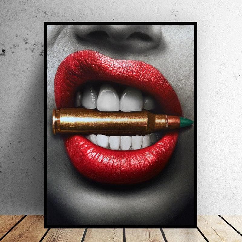 Red Lips with Money Quote Poster Print Wall Art Picture Diamond Painting Home Decor 20X30CM