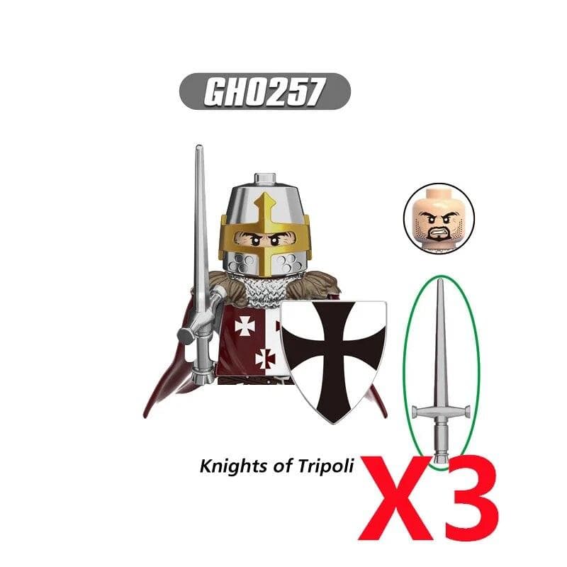 Military Building Blocks Medieval Solider Figures Knights of Jerusalem Crusades The War of Roses War-horse Weapons Shield