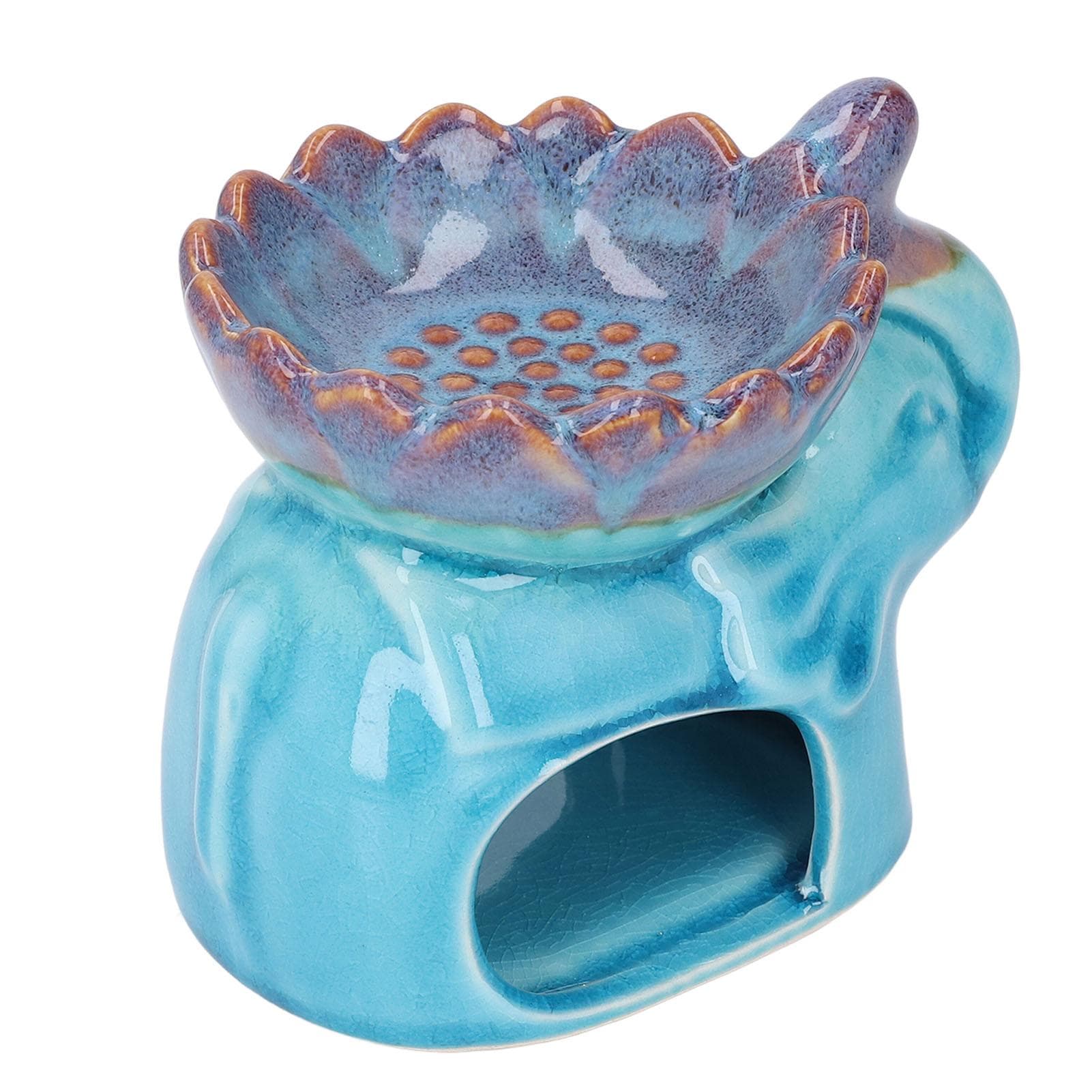 Blue Aromatherapy Burner Ceramic Essential Oil Burner Tealight Candle Holder Decoration for Home