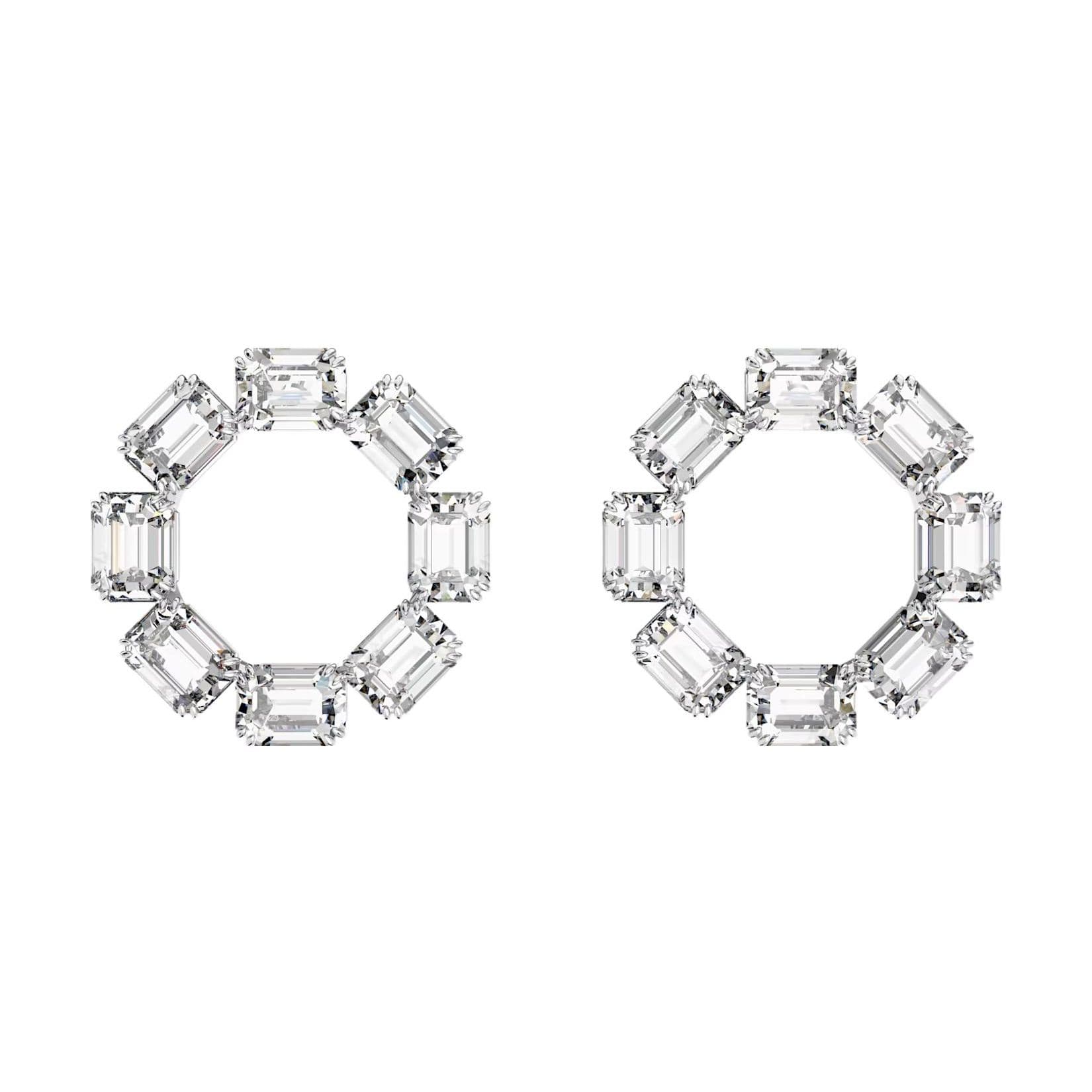Swarovski Millenia Large Hoop Earrings Women earrings White 5618629 Shopping Bag,Silver,F