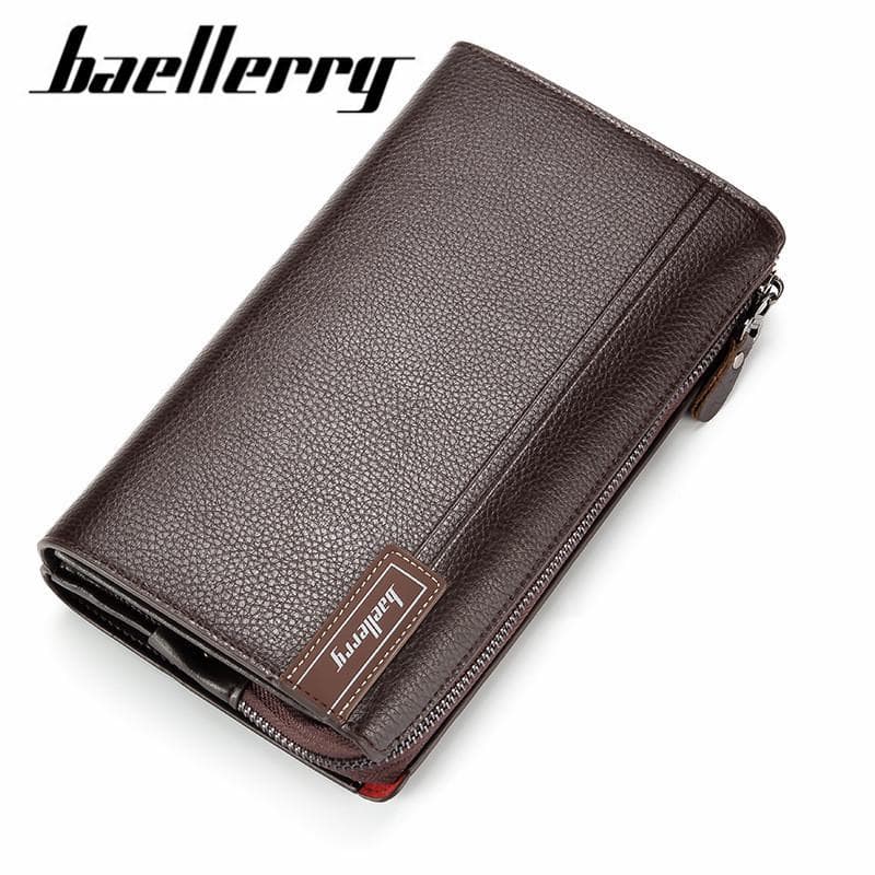 Baellerry Men Clutch Bag Large Capacity Wallets Phone Pocket Card Holder High Quality Multifunctional Wallet For Men Business 22.3cm*13cm*4.8cm coffee