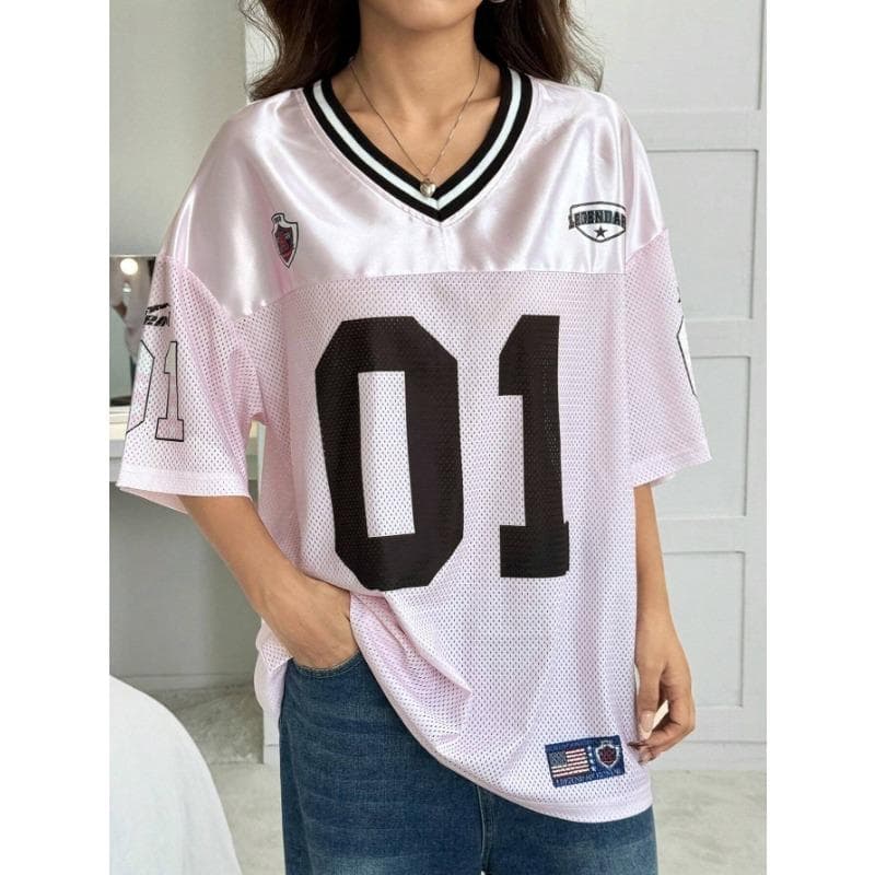 Women Los Angeles jerseys Coolane Summer Drop Shoulder Oversized Football Jersey Tee With Letter Print Couple Same Style XL