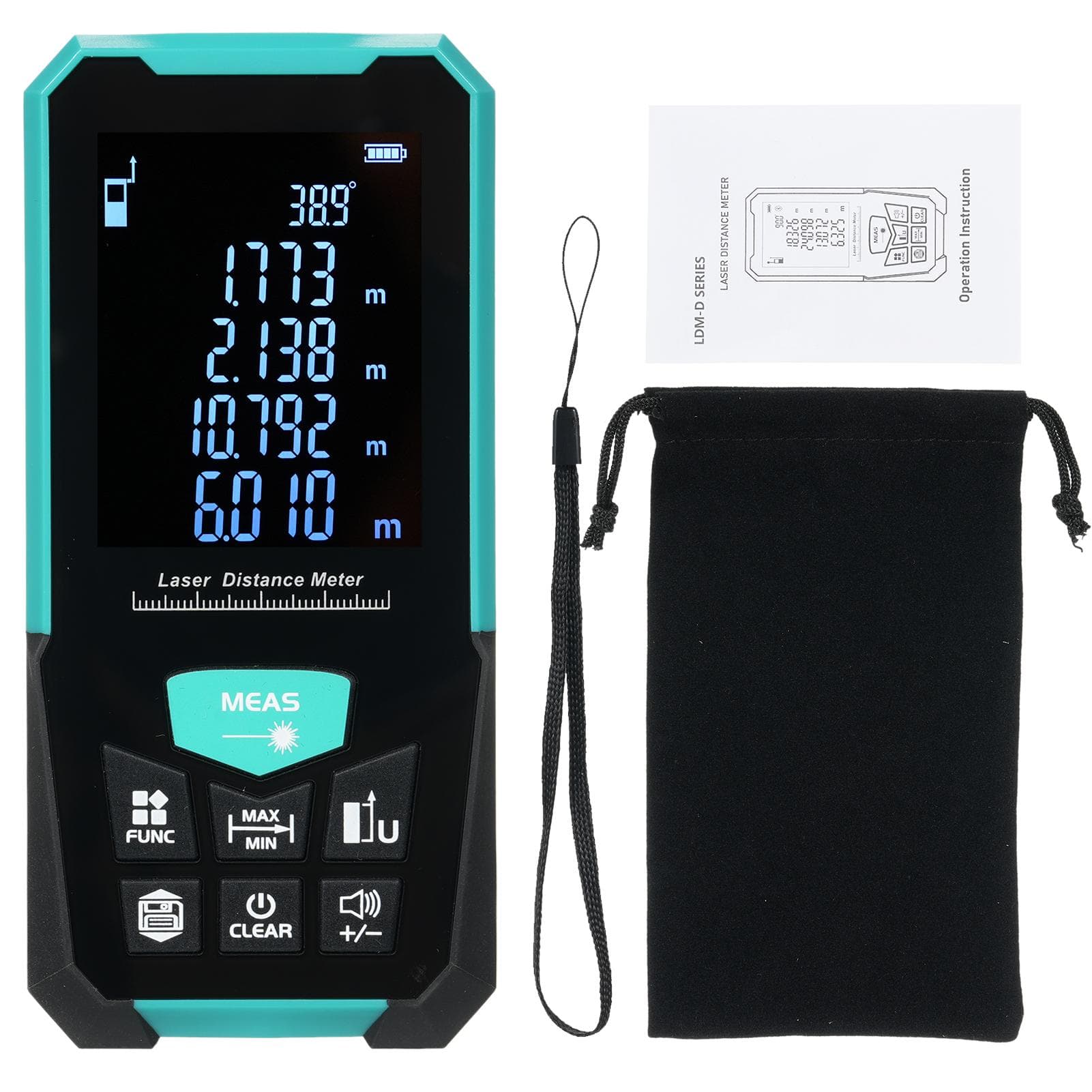Profesional Laser Distance Meter 120m393ft Laser Tape Measure Rangefinder with Single Continuous D3-50