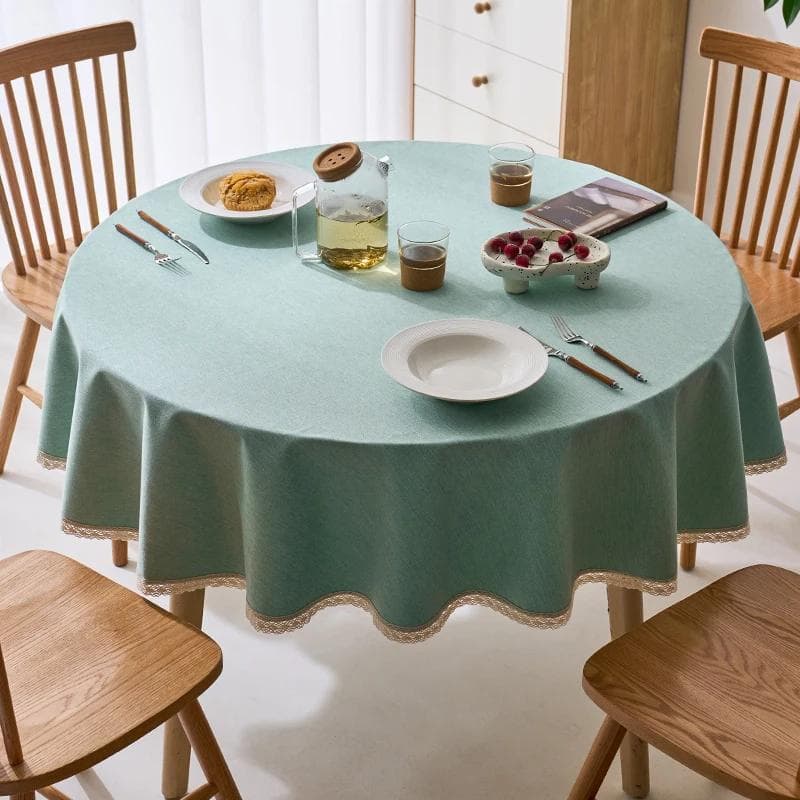 Modern Minimalist Solid Color Round Tablecloth Thickened Multi-color Hanging Ear Tablecloth Options Dust Anti Slip Table Cover 140cm round 1pcs