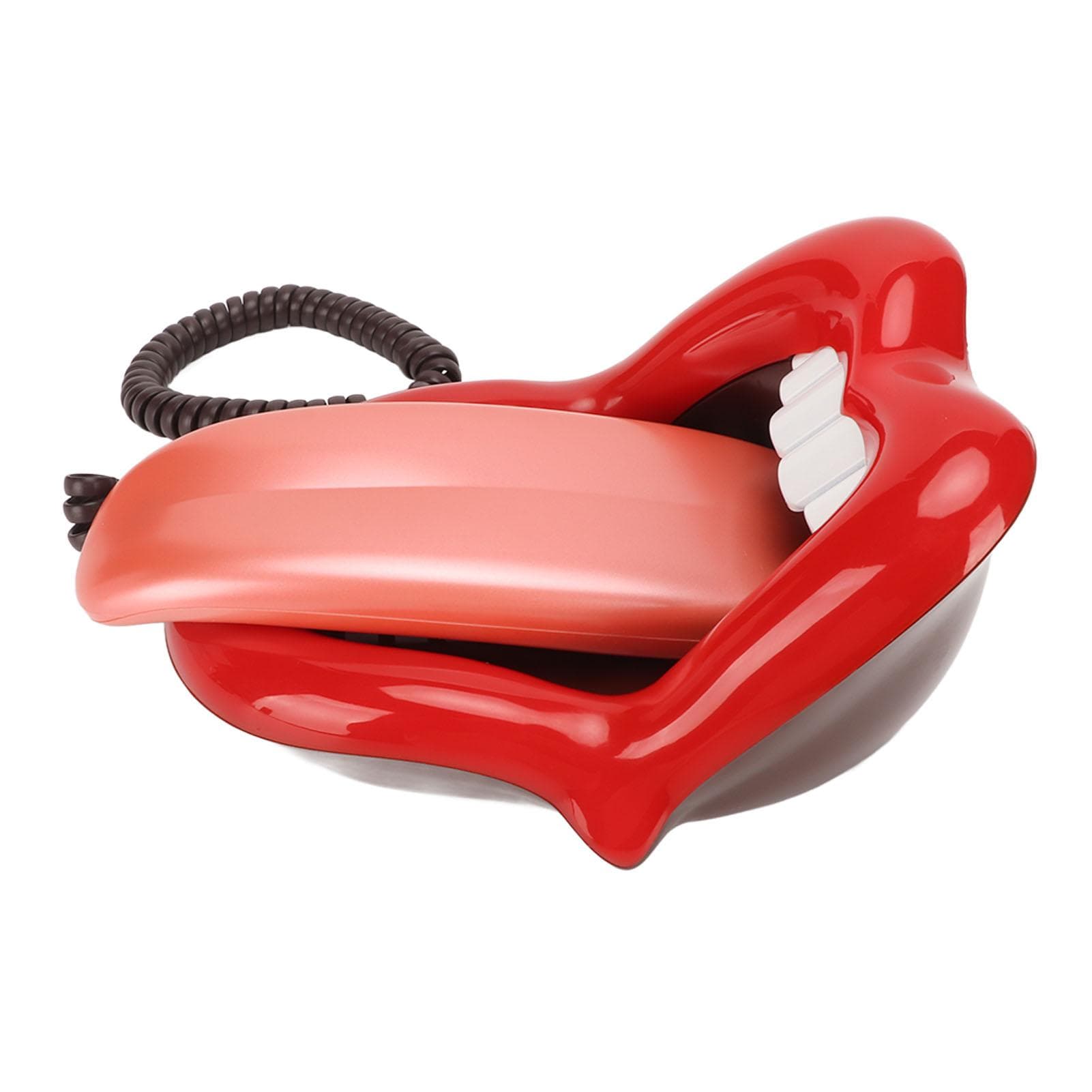 Large Tongue Shape Landline Telephone Cute Big Red Tongue Corded Phone for Home and Office