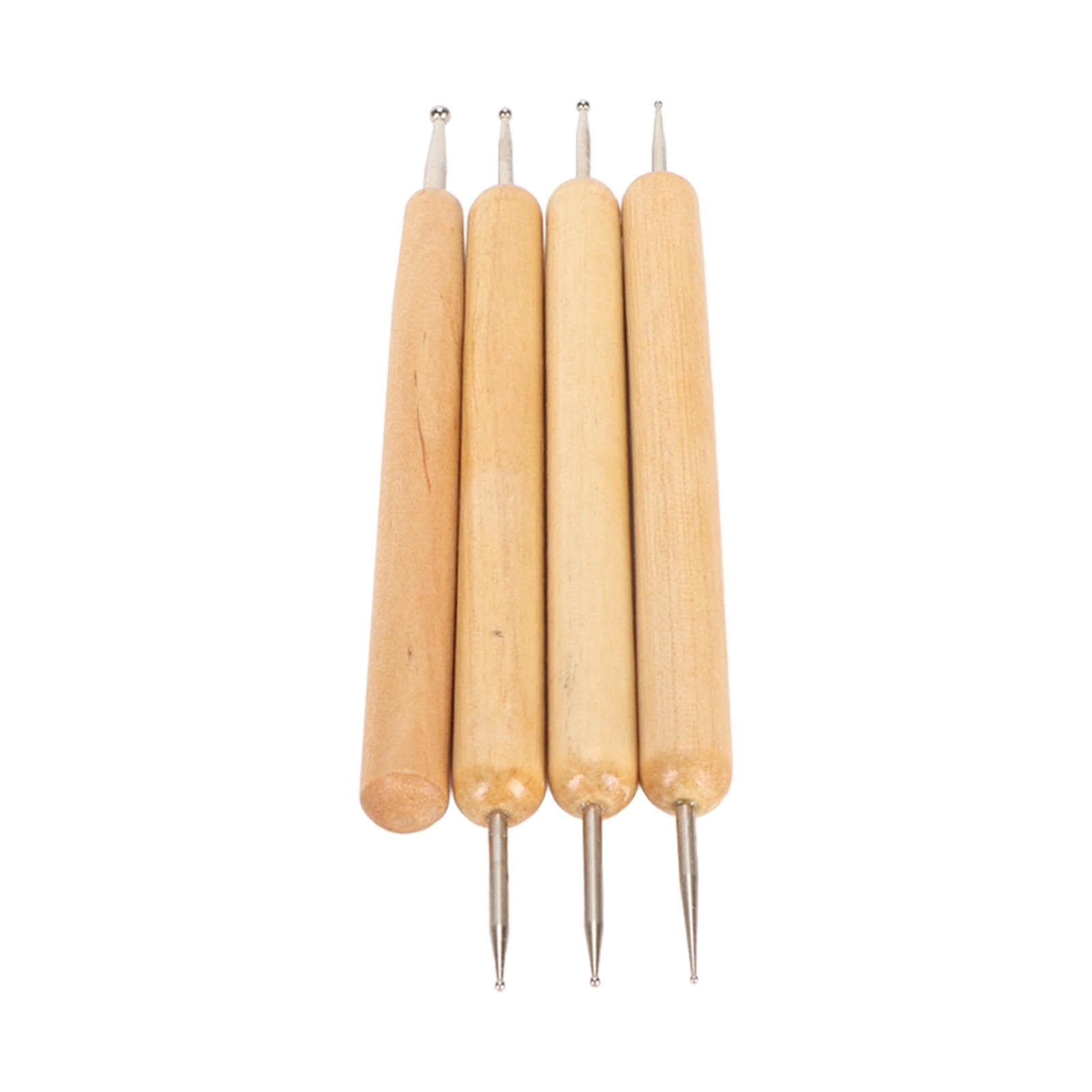 4pcs Indentation Pen Stainless Steel Tracing Dotting Stylus with Beech Handle for Painting