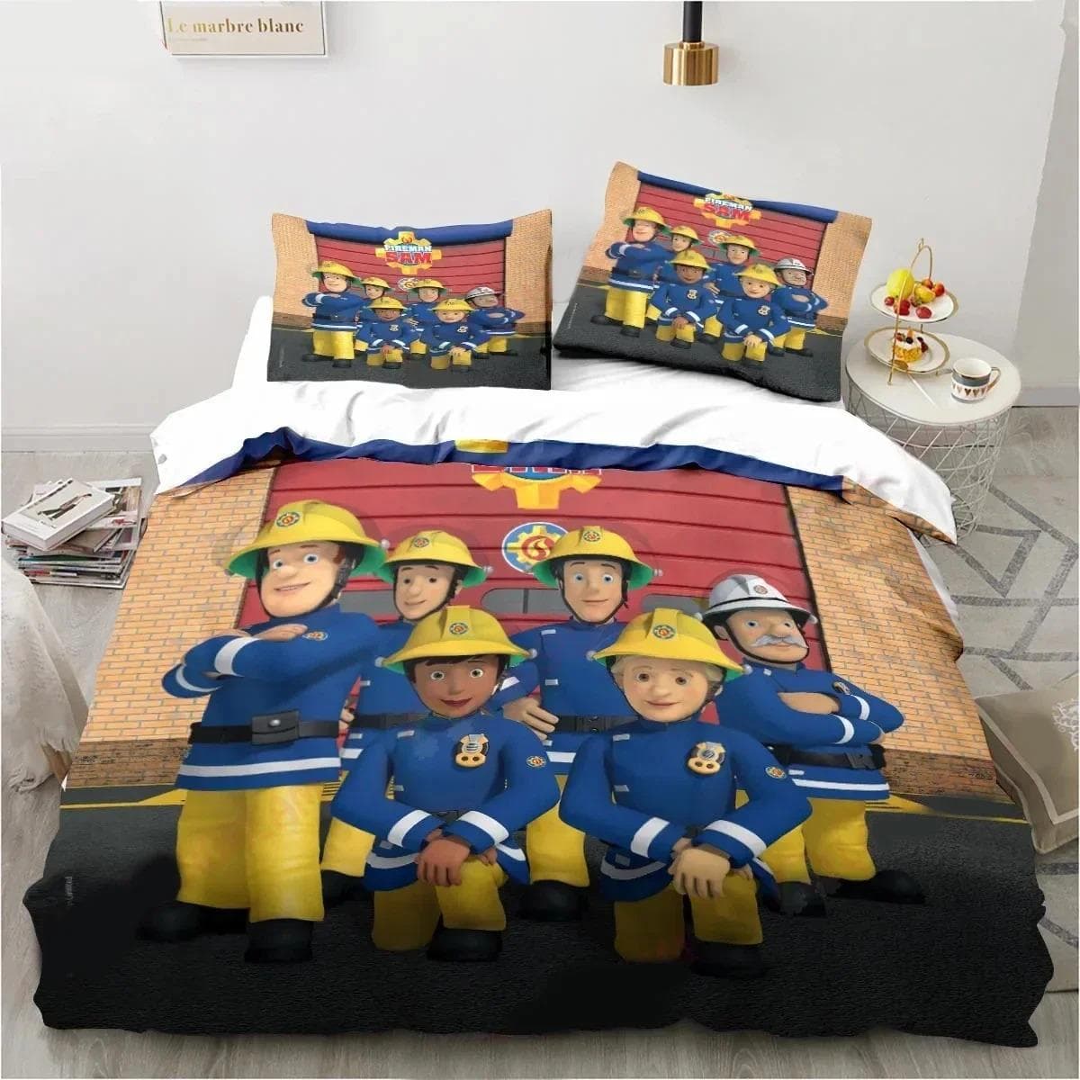 Cartoon Fireman Sam Toys Bedding Set Duvet Cover Bed Set Quilt Cover Pillowcase Comforter king Queen Size Boys Adult Bedding Set 70x133cm 2pcs