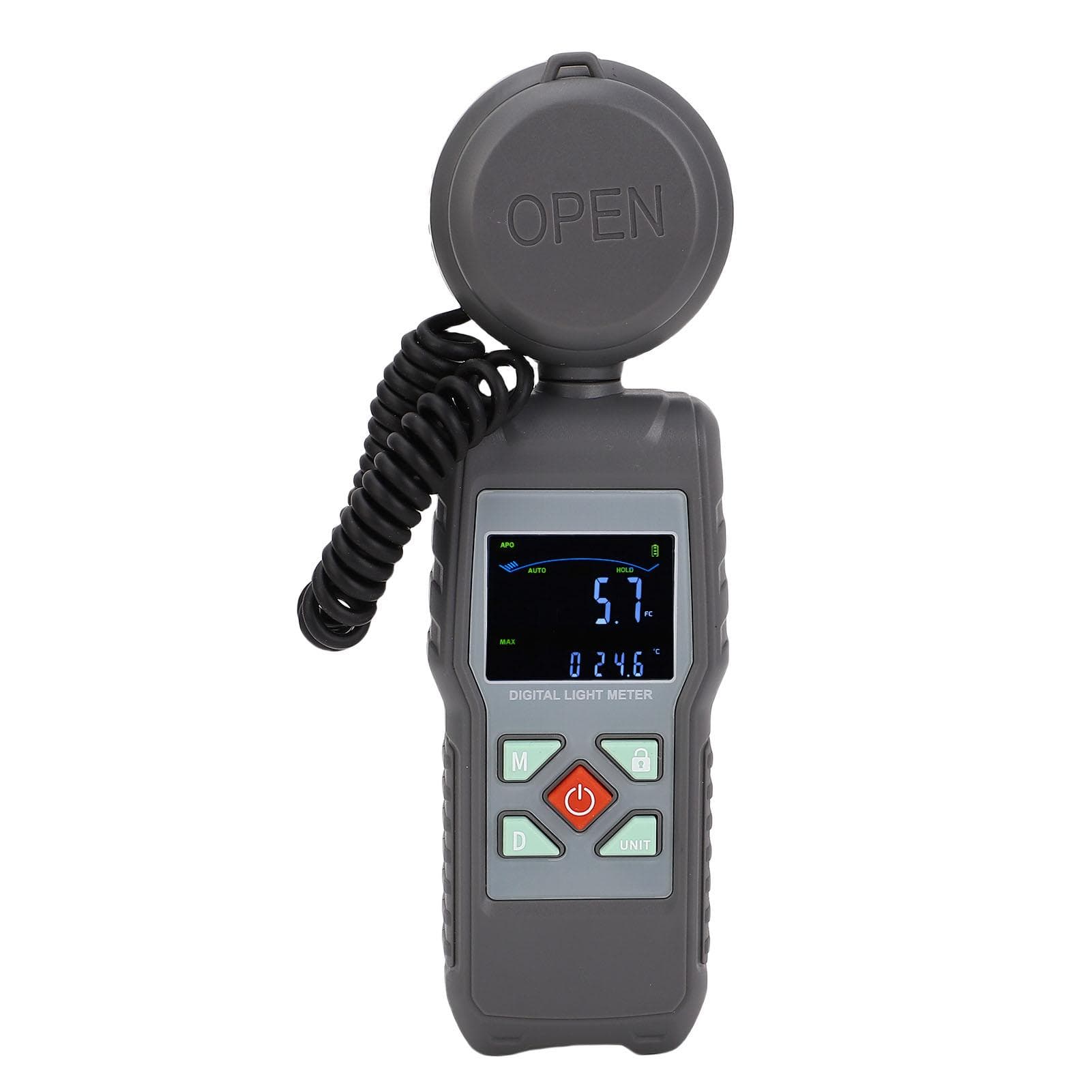 Digital Light Meter 200000LX LCD Screen 360 Degree Rotatable Sensor Temperature Measuring Digital