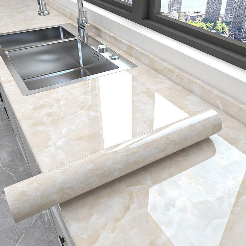 Kitchen Oil-proof Imitation Marble Sticker Waterproof, Moisture-proof and Heat-resistant Countertop Cabinet Self-adhesive Wallpaper 60cm*10m