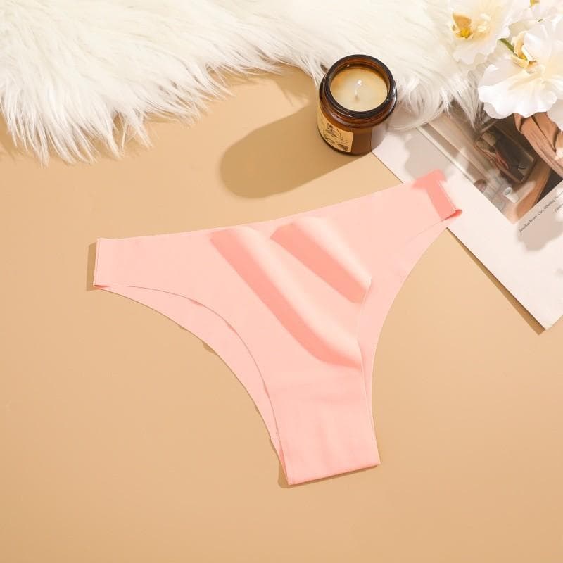 FINETOO Women Seamless and Traceless Panties Solid Color Underwear soft and Comfortable Lingerie 12 Colors XS light pink