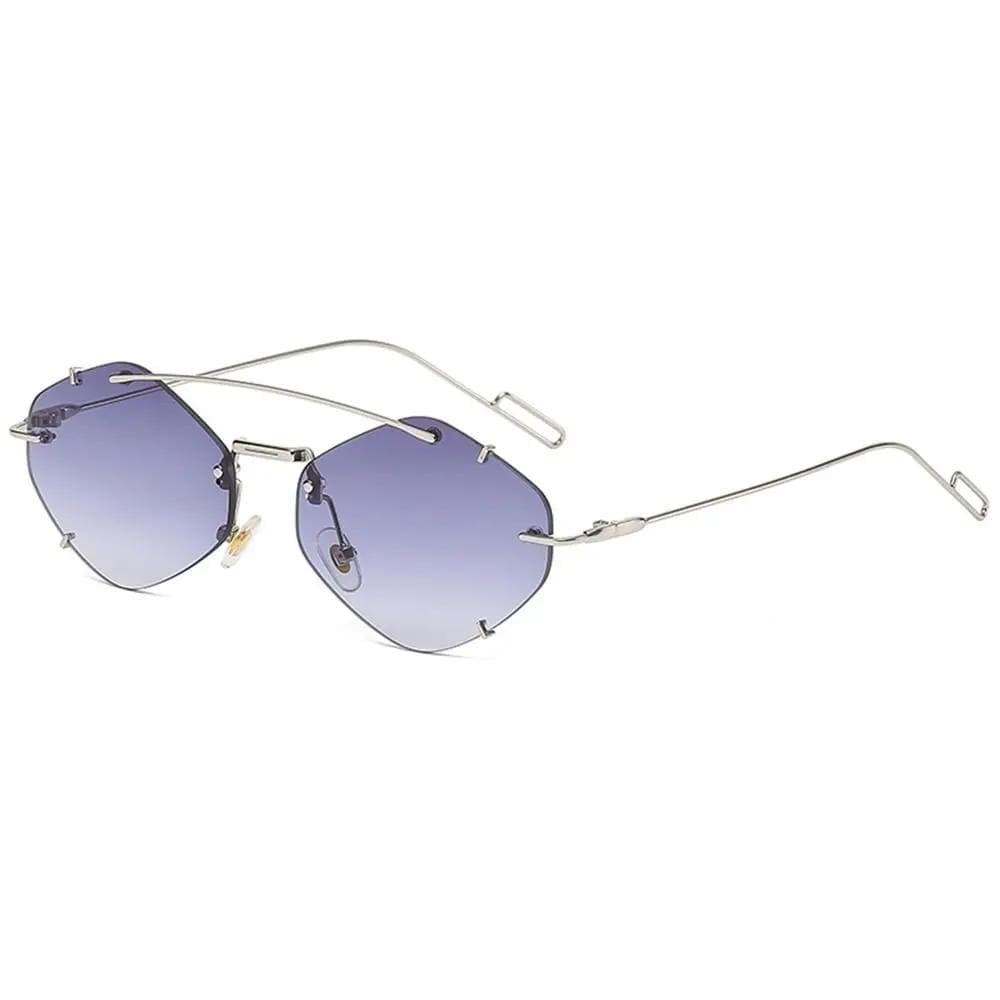 Vintage Hexagon Sunglasses Retro Rimless UV400 Protection Y2K Fashion Accessories Trendy 2000s Shades Eyewear