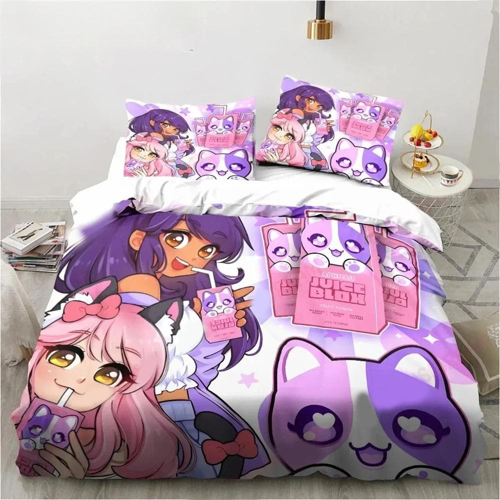 Cartoon Game Cute Aphmau with Wings Bedding Set Boys Girls Twin Queen King Size Duvet Cover Pillowcase Bed boys Adult 135x200cm 2pcs
