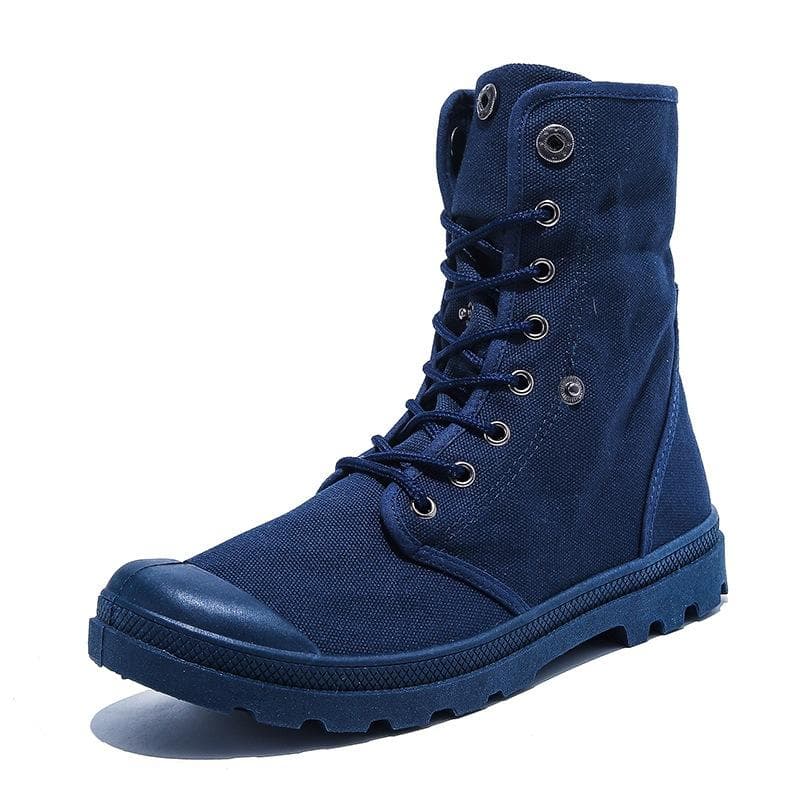 Spring Autumn Cloth Shoes Mens Ankle Single Boots Flat Non-slip Street Style High top Brand Male Footwear Black Green Blue Plus Size 45 45 blue