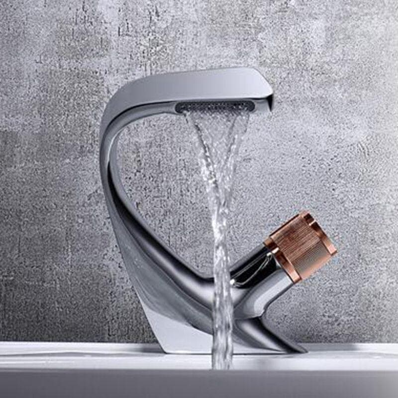 Modern Waterfall Faucet Luxury Basin Faucet Bathroom Faucet Deck Installation Sink Crane and Cold Water Faucet silver/rose gold