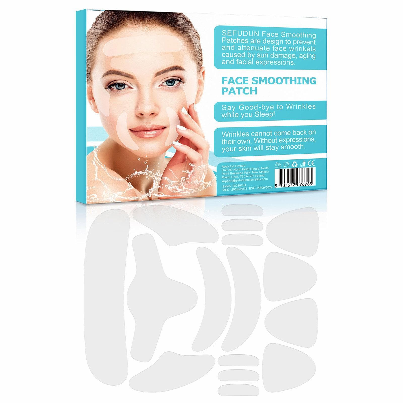 SEFUDUN 10 Sheet Facial Patches Set of 16pcs Wrinkle Remover Pads for Forehead Cheek Neck Anti transparent
