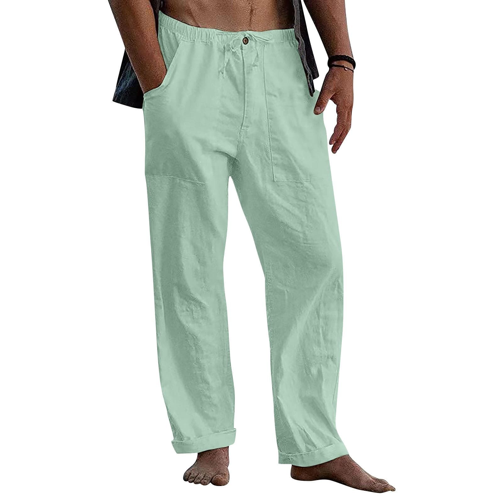 Linen Clothing For Men Natural Linen Pants For Men Contemporary Comfortable Quality Soft Linen Pocket Color Trousers M