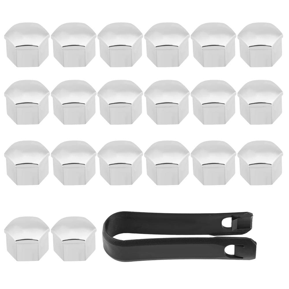 20Pcs 17mm Car Tyre Wheel Hub Covers Lug Nut Bolt Screw Cover Protection Cap Silver Universal white