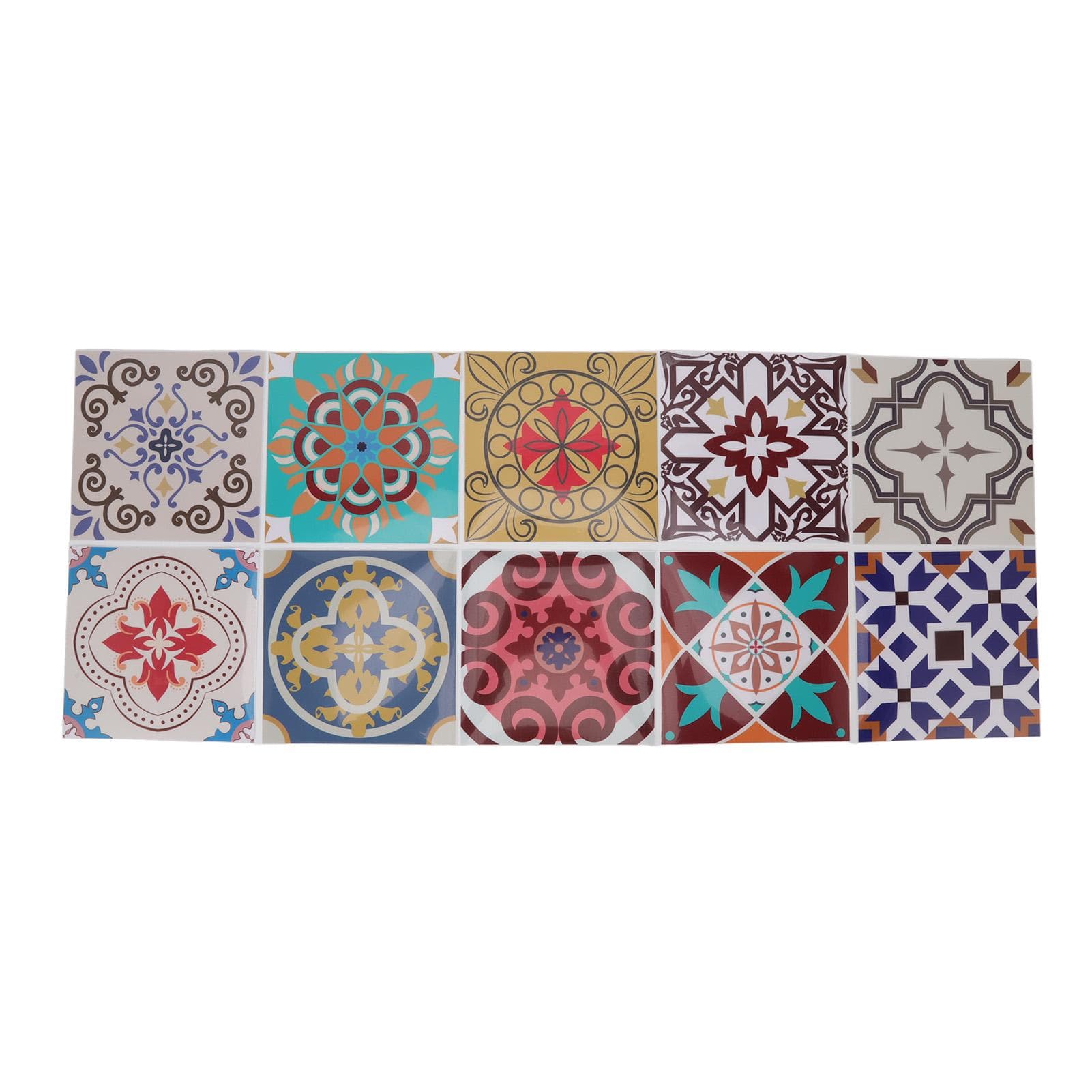 10Pcs Tile Sticker 5.9x5.9in Waterproof Anti Oil Moroccan Style Thick PVC Peel and Stick Tile for