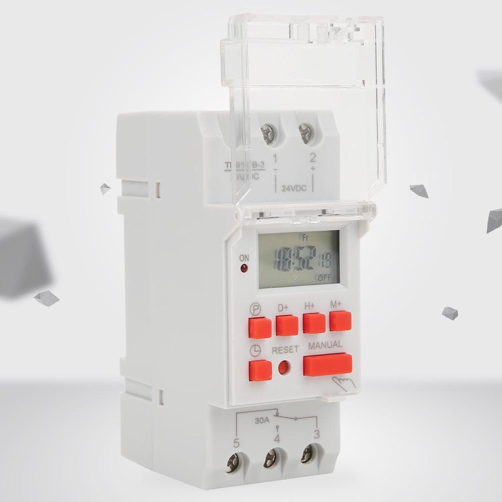 DC 24V 30A Weekly 1224hrs Timer Switch LCD On Off Control Programmable Time Relay