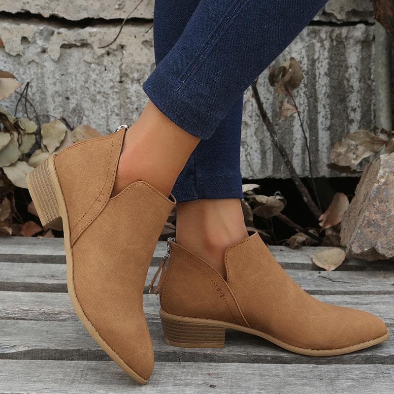 Autumn 2022 Women's Shoes Short Boots and Ankle Boots Round Headed Single Boots Martin Boots 40 brown