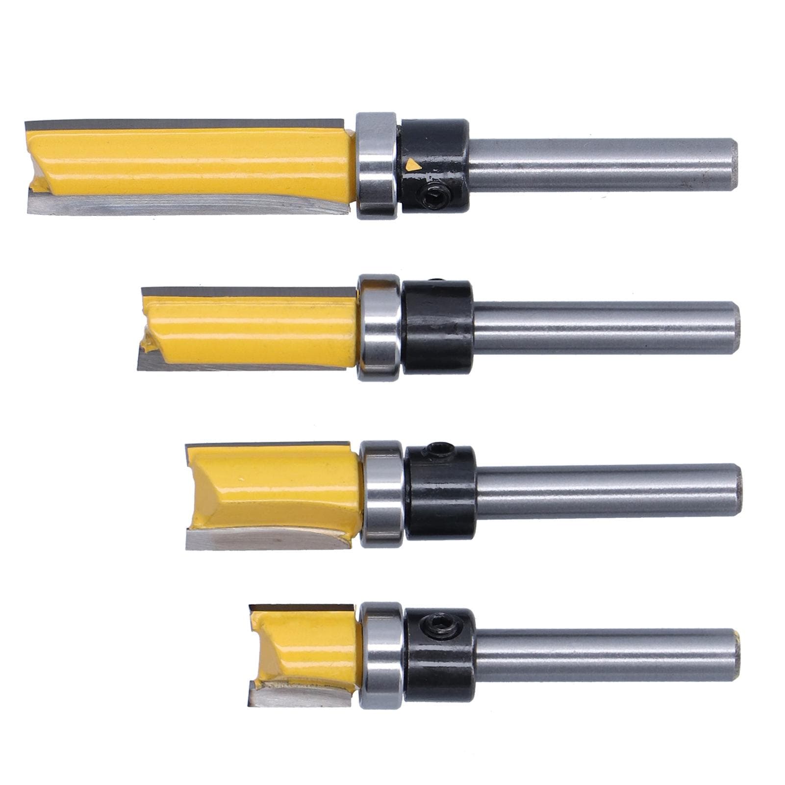 4Pcs Trim Hinge Router Bit Round Silver Yellow 14in Shank Flush Trims Tenon Cutter