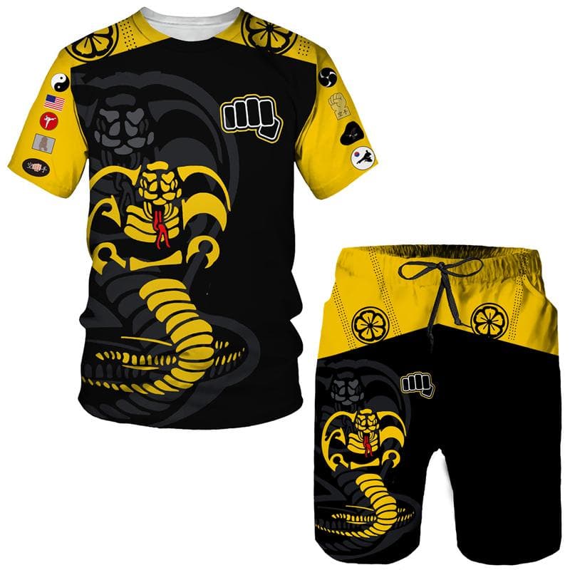 Summer Cobra Kai 3D Printed T-Shirt/Shorts/Suit Men's Cool Short Sleeve Athletic Set Casual Hip Hop Sportswear 2 Piece Tracksuit S
