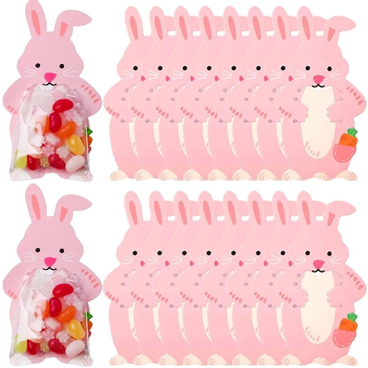 10PCS Easter Bunny Candy Cookie Packing Bags For Birthday Easter Party Decor Kids Gifts 10pcs