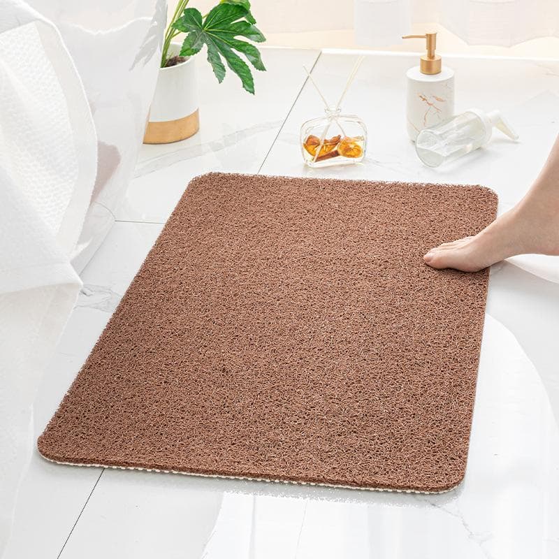 Bathroom Anti-slip Mat Mildew Proof Waterproof Shower Mat Soft Massage Home Bath Drainage PVC Washable Quick Drying Floor Rug 40x80cm 15x31in brown