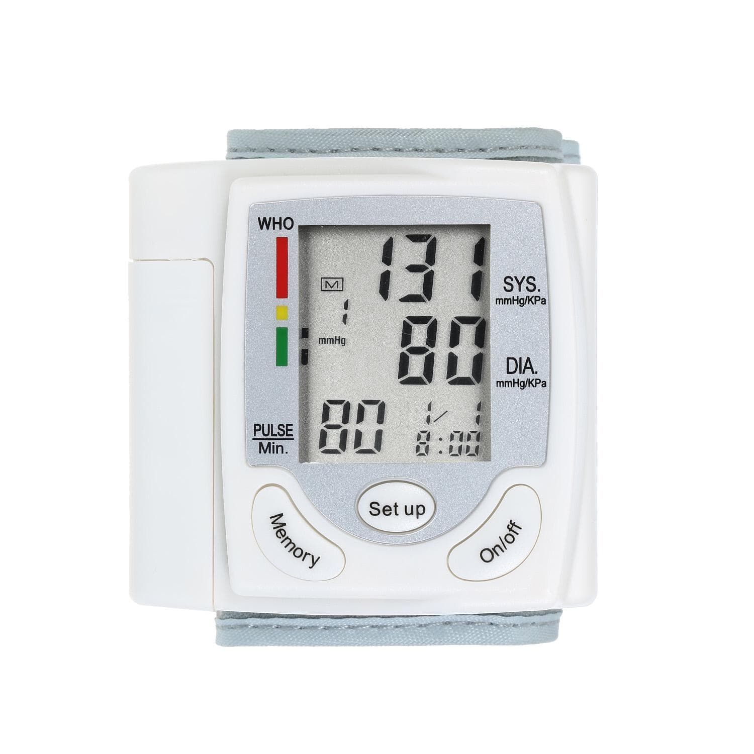 Automatic Blood Pressure Monitor Wrist Sphygmomanometer LCD Digital Display Medical Household Use white