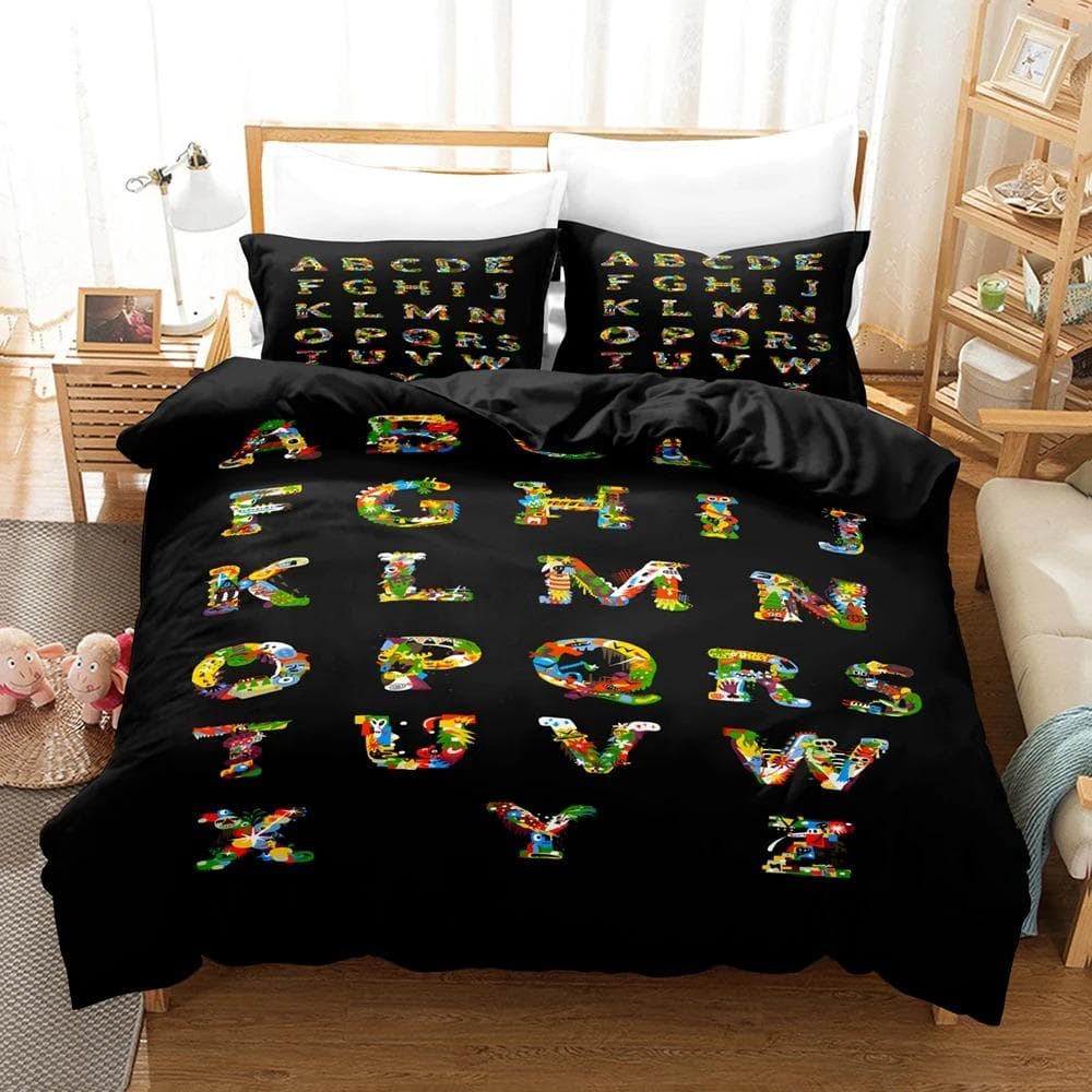 Alphabet Lore Bedding Set Single Twin Full Queen King Size Bed Set Girls Boys Bedroom Duvet Cover Sets Anime Duvet Cover AU Single 140x210cm