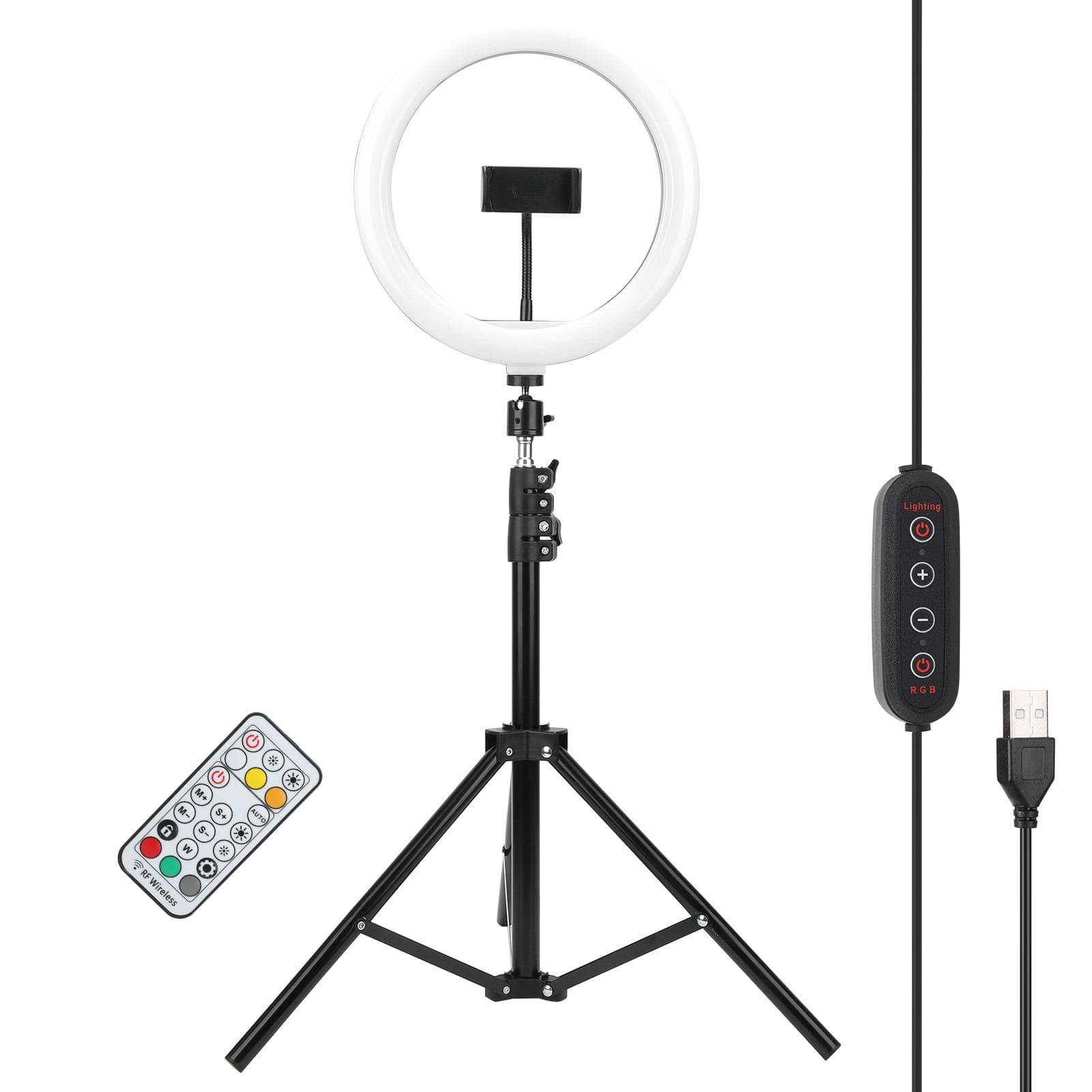 10in LED Fill Light RGB Ring Light with Desktop Tripod for Live Stream Photography