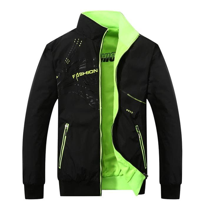 Standing Collar Double-sided Men's Jacket, Spring, Autumn, Winter, Casual Sports Thin, Loose Windproof and Breathable Men's Jacket L