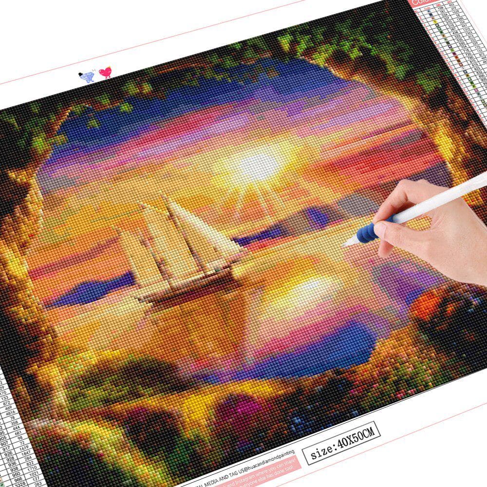 Full Square Rhinestone Sea DIY Diamond Painting Landscape Diamond Embroidery 20X30CM