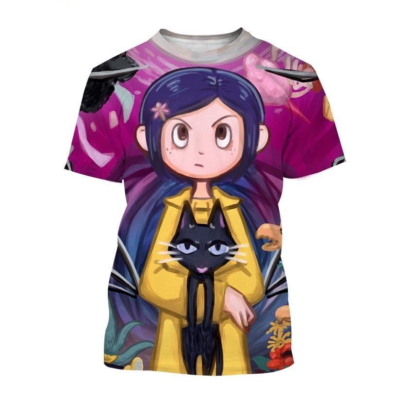 New Summer Coraline 3D Print T-Shirt Men Women Horror Anime Movie Short Sleeve Tshirts Oversized Harajuku Tees Top Kid Clothing M