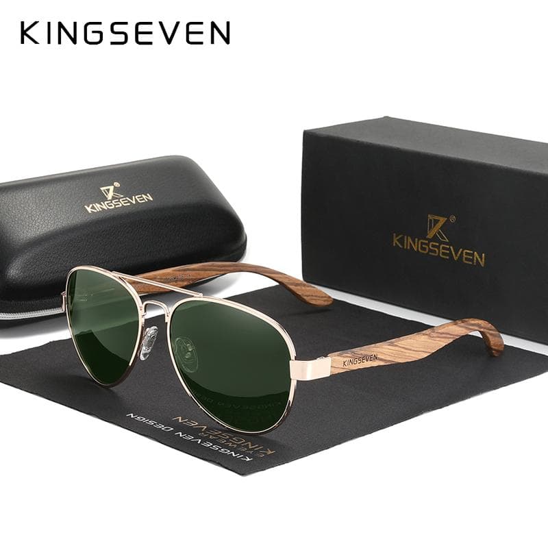 KINGSEVEN Handmade Wood Sunglasses Polarized Men's Glasses UV400 Protection Mirror Eyewear Wooden Temples Oculos M