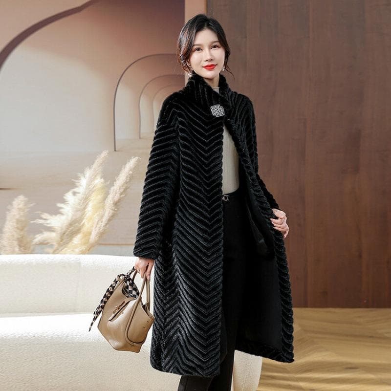Coat Winter New Wide Lady Mink Fur Coat Noble Women's Clothing Leather Fur Coat 4XL black
