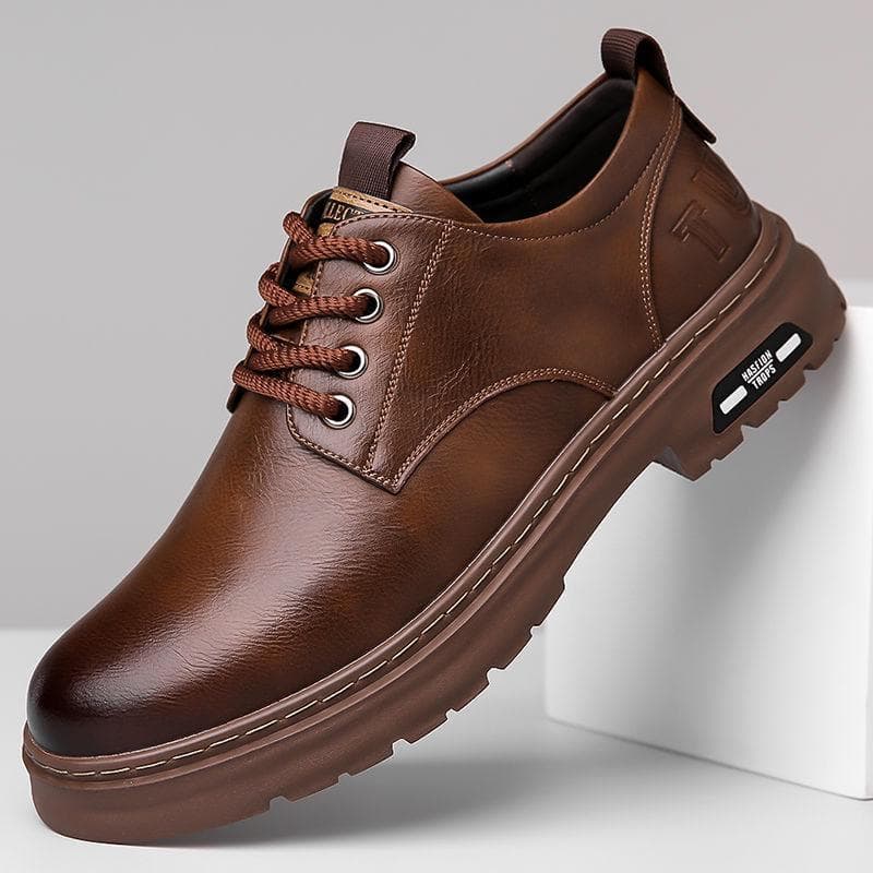 2024 Men's Retro Handmade Leather Shoes - Spring & Autumn, Wear-Resistant, Lace-Up, Casual Workwear 42 brown