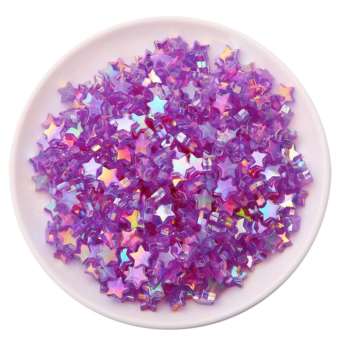 100pcs AB Color Five-pointed Star Heart-shaped Acrylic Loose Spacer Beads for Jewelry Making 8x9mm purple