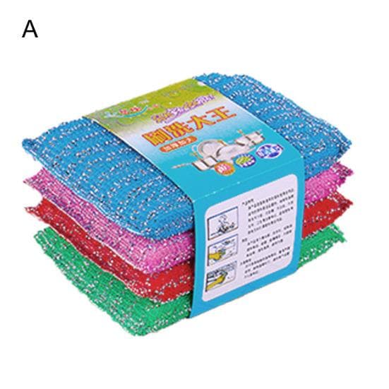 4Pcs/Set Flexible Cleaning Sponge Wide Application Printed Portable Multifunctional Pot Cleaner for Home A