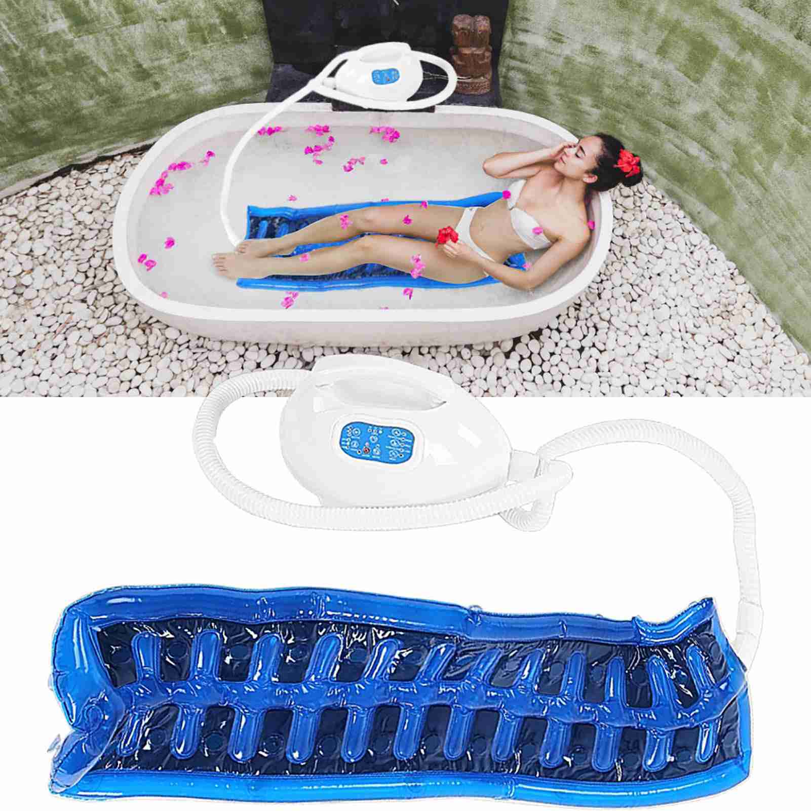 Air Bubble Bath Tub Ozone Sterilization Body Spa Massage Mat with Air Hose UK Plug