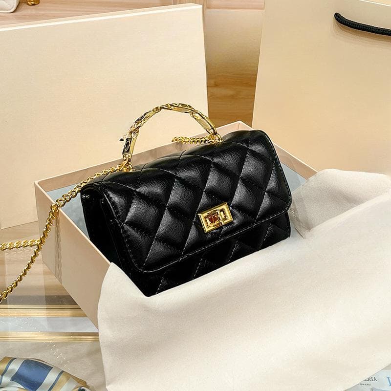Enamel Hand-held Diamond-shaped Fashionable and Versatile Chain Single-shoulder Bag, Trendy Commuting Small Square Bag, Crossbody Bag