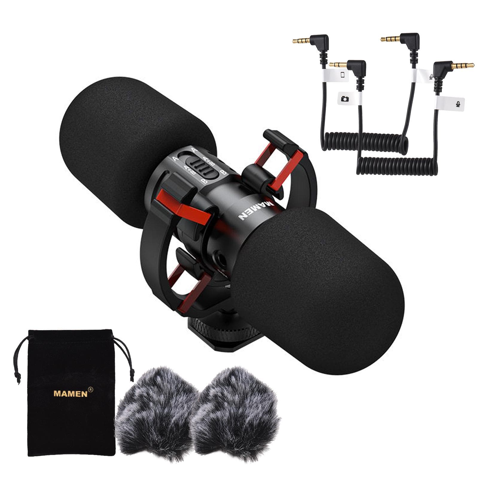 MAMEN MIC08 Pro Mini Oncamera Microphone Twoway Pickup Metal Mic Super Cardioid Intelligent black