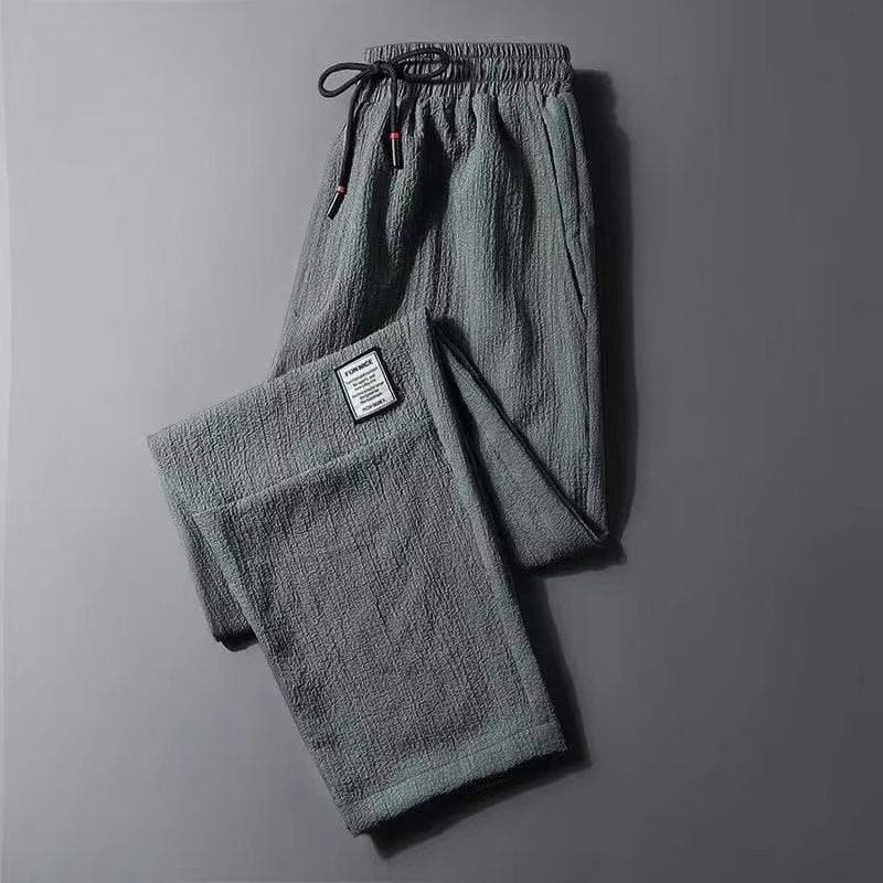 Spring and Summer Pants Men's Thin Ice Silk Men's Casual Pants Slim Korean Version Spring and Autumn Loose Straight Sports Pants 5XL