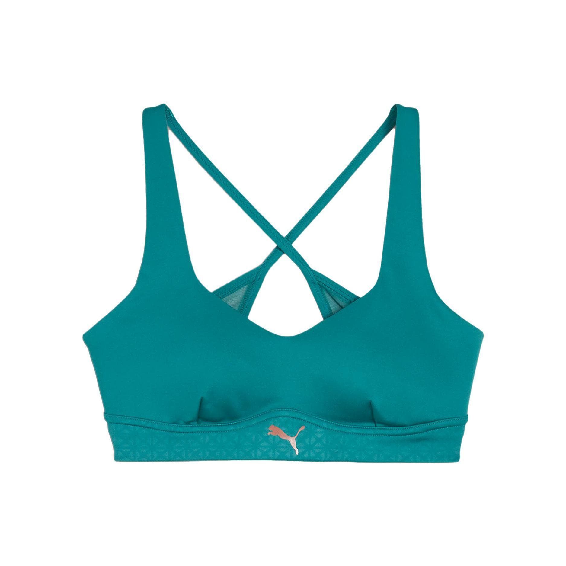 Puma Aop Bra Solid Color Casual Cross Back Sports Bra Women Underwear Green 525139-42 XS