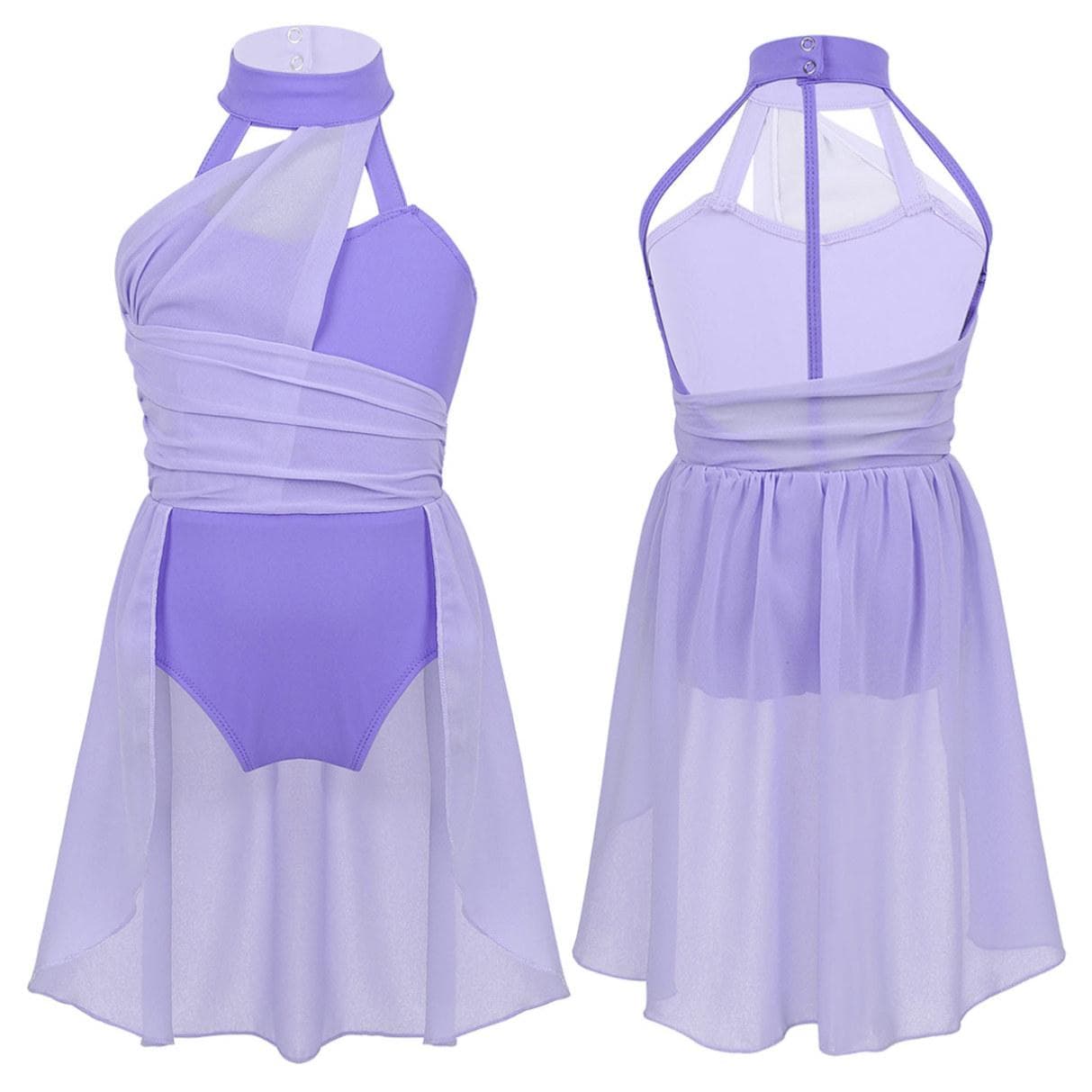 Kids Girls Lyrical Contemporary Modern Dance Costume Hater Ballet Leotard Dress Gymnastic Outfit 5-6 Years lavender