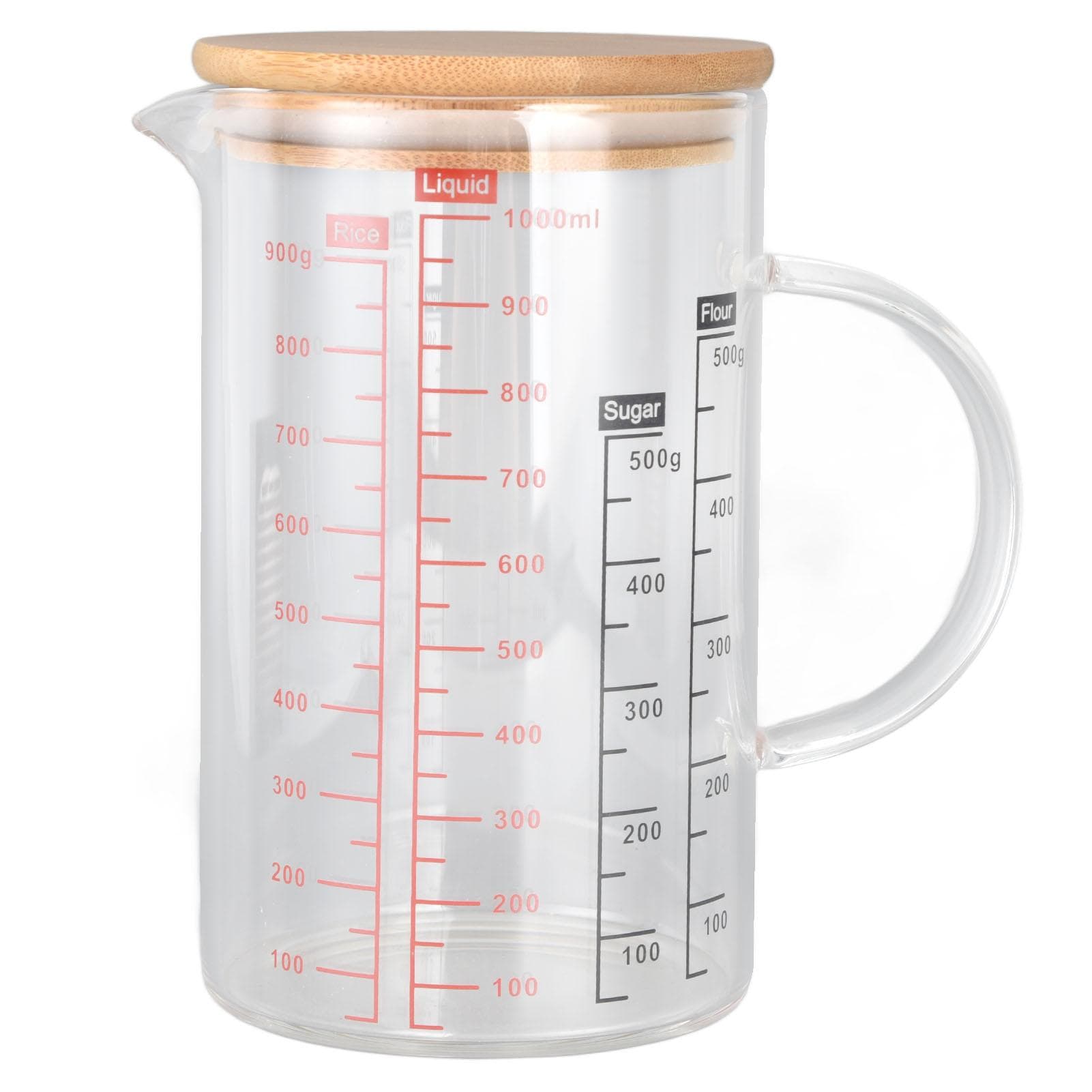 Glass Measuring Cup V Shaped Nozzle Clear Scale Comfortable Grip Borosilicate Glass Coffee L(for 6.5-9kg)