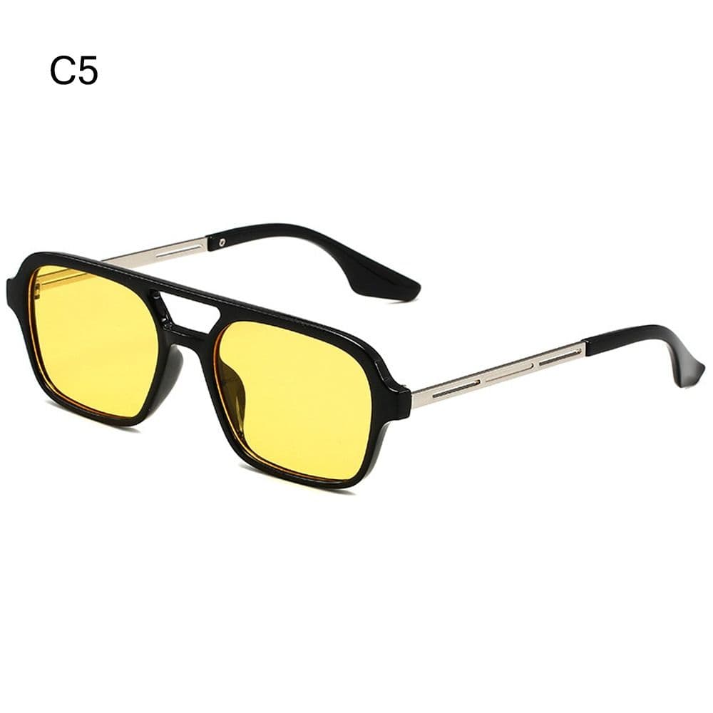 Fashion UV400 Protection Square Sunglasses Retro 70s Vintage Shades for Summer Beach Travel Streetwear